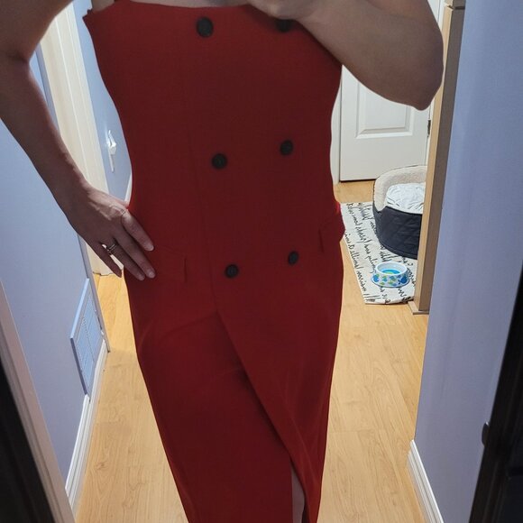 ZARA RED STRAPLESS DRESS - Picture 3 of 6